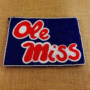 ❤️💙RESTOCK!! Ole Miss Beaded Zip Closure Clutch Pouch Case Game Days